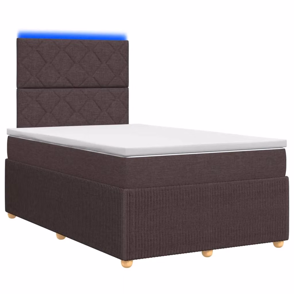 Letto Box Spring vidaXL con Materasso Ibrido e Illuminazione LED, Base con Contenitore e Porta USB, Marrone e Bianco, L/P: 120 x 200 cm – 2