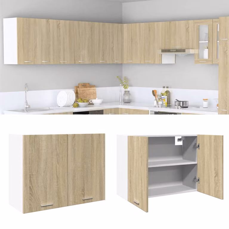 Pensile da cucina moderno vidaXL Lyon Rovere Sonoma marrone L: 80 cm, P: 31 cm, H: 60 cm
