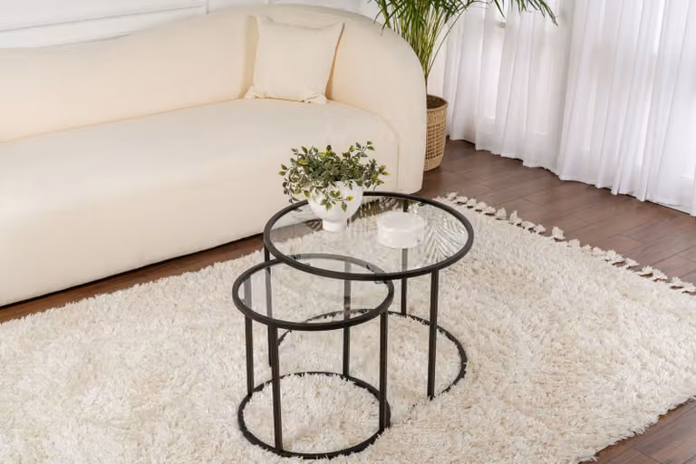 Skye Decor, Black-Transparent-60-42, set di tavolini da caffè, nero, VETRO RIVESTITO, 60 x 60 x 43 cm
