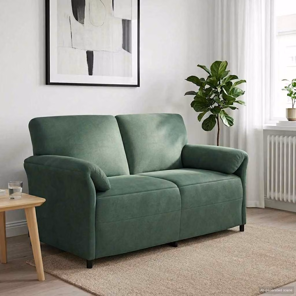 vidaXL Divano a 2 Posti Moderno in Velluto Verde Petrol con Cuscini, L: 158 cm, P: 83 cm, H: 95 cm