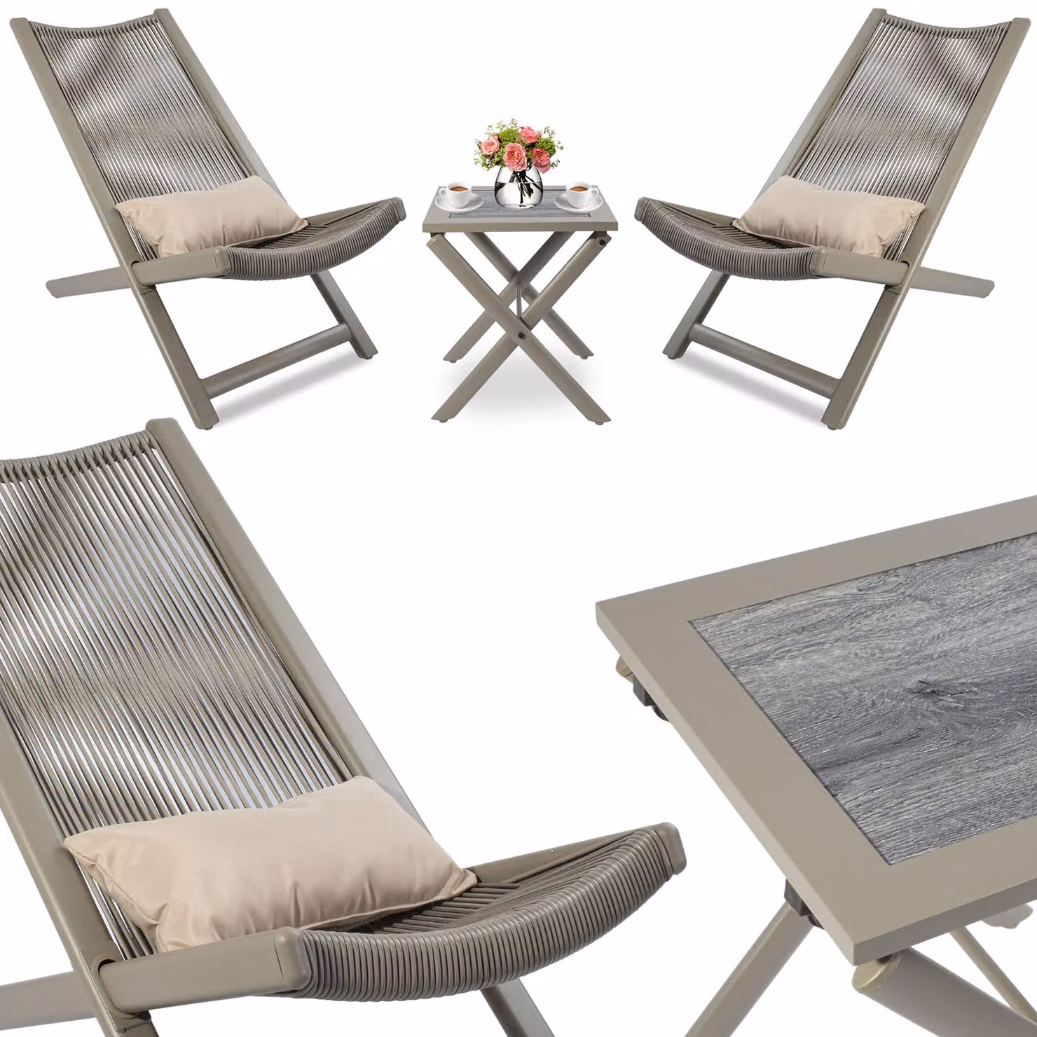 Set di mobili da esterno CHILL SAND, composto da lettini e tavolo