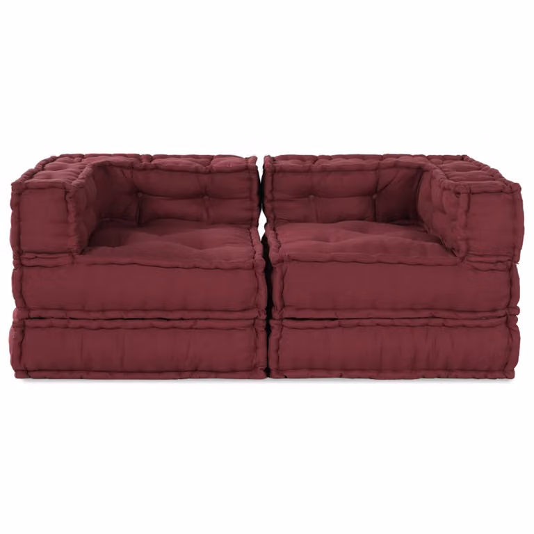 Set di 2 unità di divano modulare vidaXL in tessuto rosso per soggiorno o esterno L/P/H: 140 x 70 x 56 cm