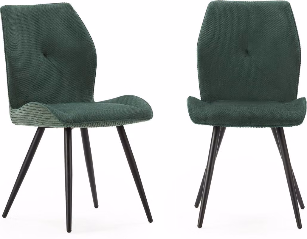 Calicosy - Set di 2 sedie in tessuto con gambe in metallo nero L45 cm - ADAYA