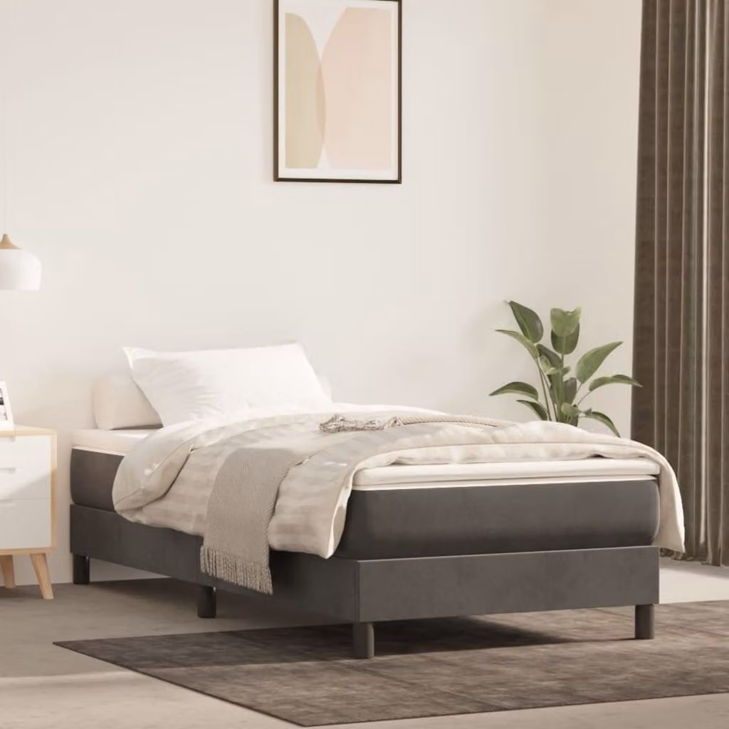The Living Store Materasso a molle insacchettate grigio scuro 80x200x20 cm in velluto