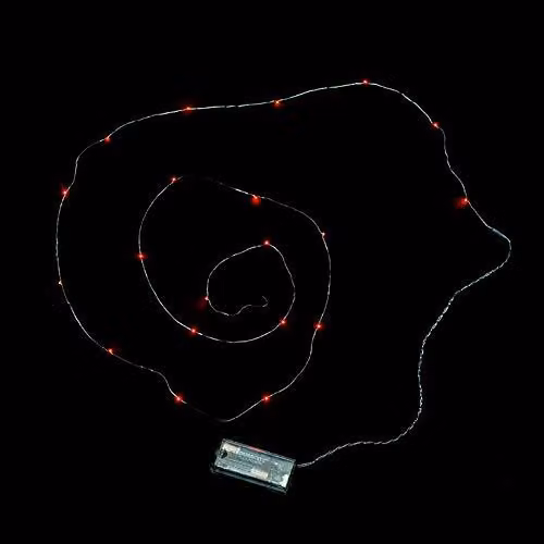 Set di 6 catene luminose in filo di rame, colore rosso, con 20 LED, lunghezza 190 cm