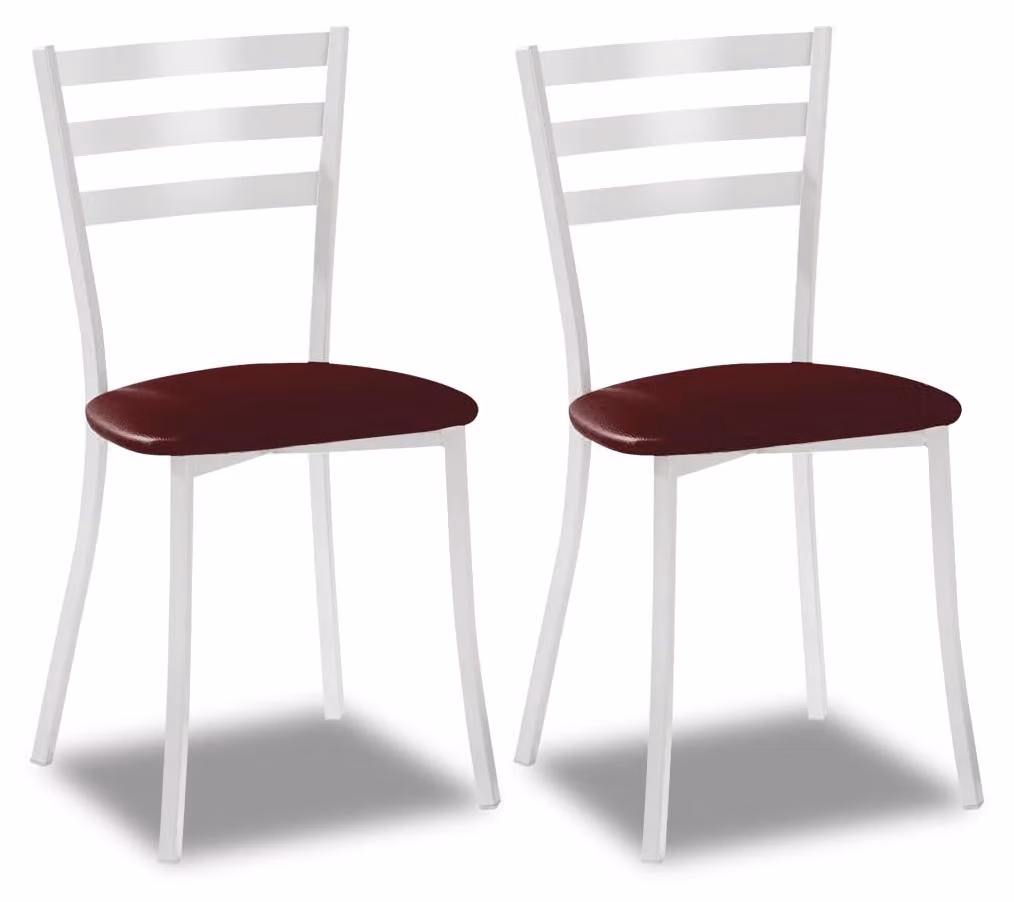 Set di 2 sedie da pranzo Bordeaux, dimensioni 39x46x84 cm, rivestite in ecopelle, struttura in metallo