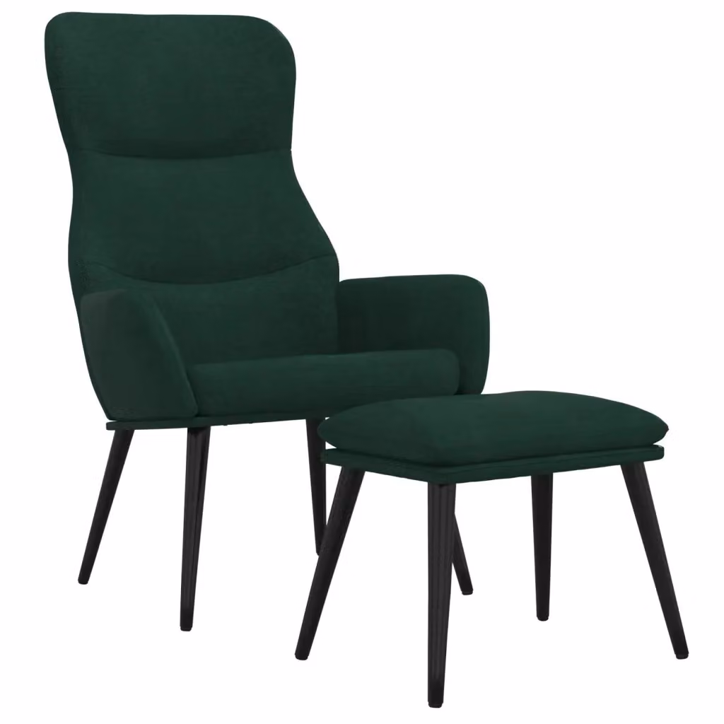 Poltrona Relax con Poggiapiedi vidaXL in Tessuto Verde con Struttura in Metallo e Legno – 2