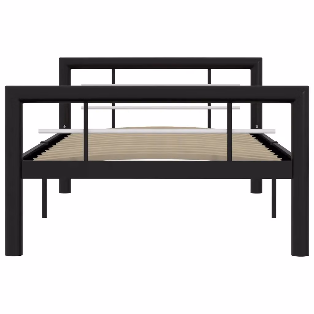 Letto con struttura in metallo vidaXL bianco e nero L/P/H: 200 x 100 x 65,5 cm – 2