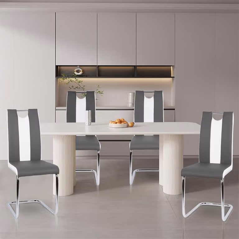 Set di 4 moderne sedie da pranzo - Sedie in ecopelle con design ergonomico