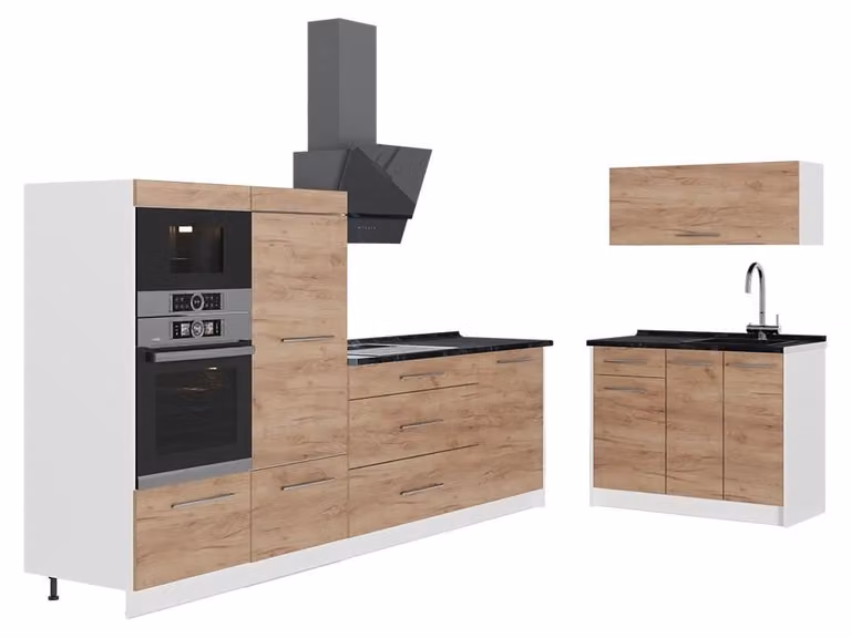 Cucina Vicco Fame-Line Rovere dorato 380 cm, PL Antracite, Model 62942