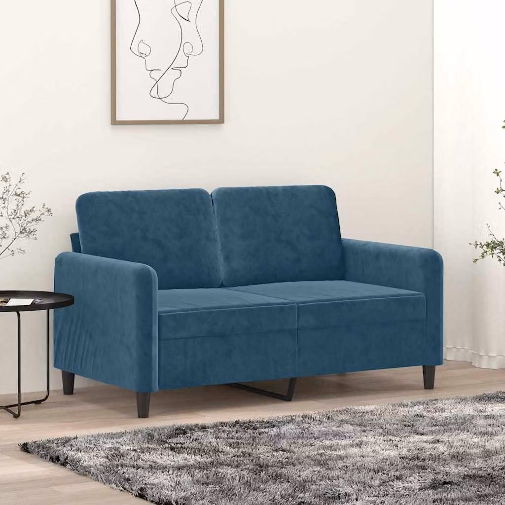 Divano a 2 posti vidaXL in velluto blu con struttura in metallo per il tuo soggiorno