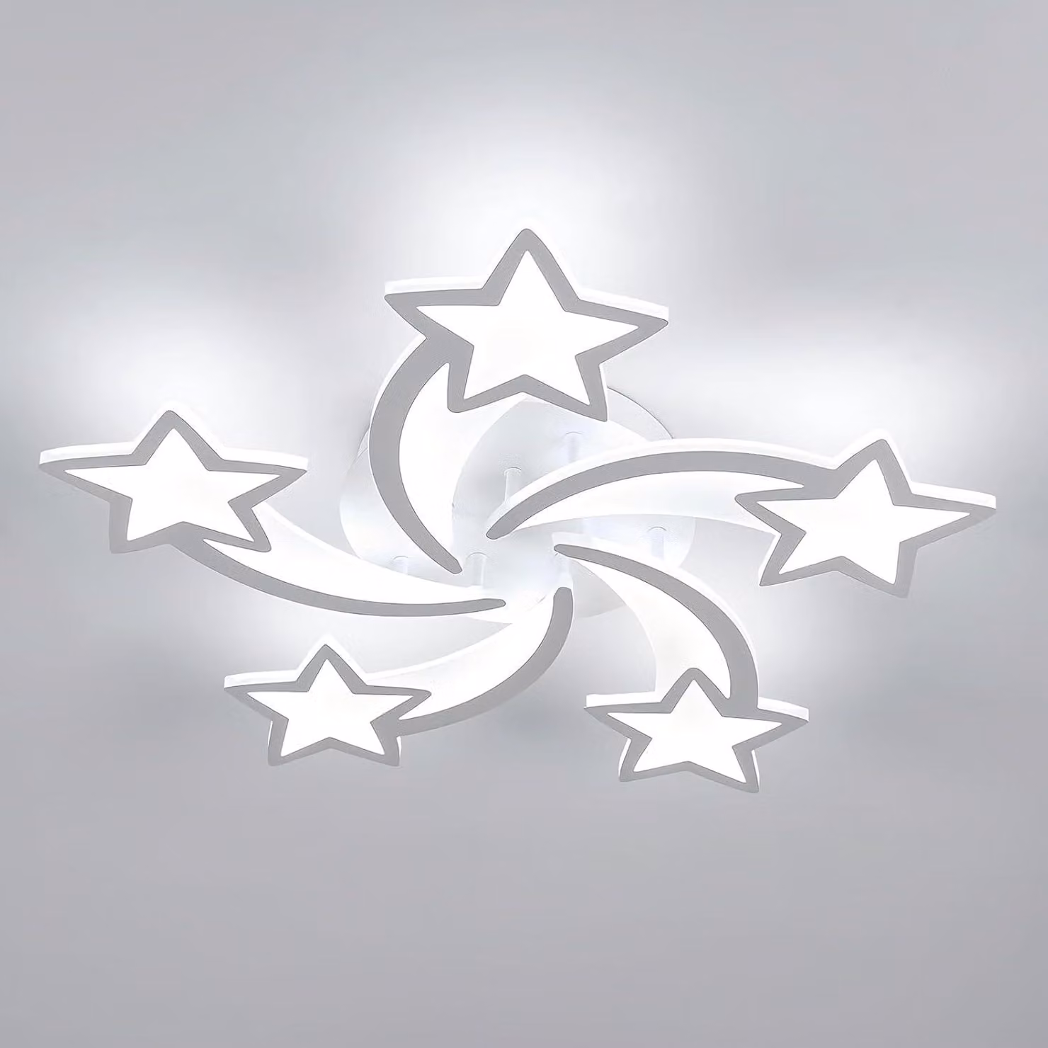 Lampada a soffitto LED Osairous, design creativo a forma di stella, ideale per il soggiorno, luce bianca 6500K, lampadario per la camera da letto, plafoniera per il soggiorno (bianca, 6500K, 5 stelle) – dimensioni 67 cm, 5 stelle, bianca (6500K)