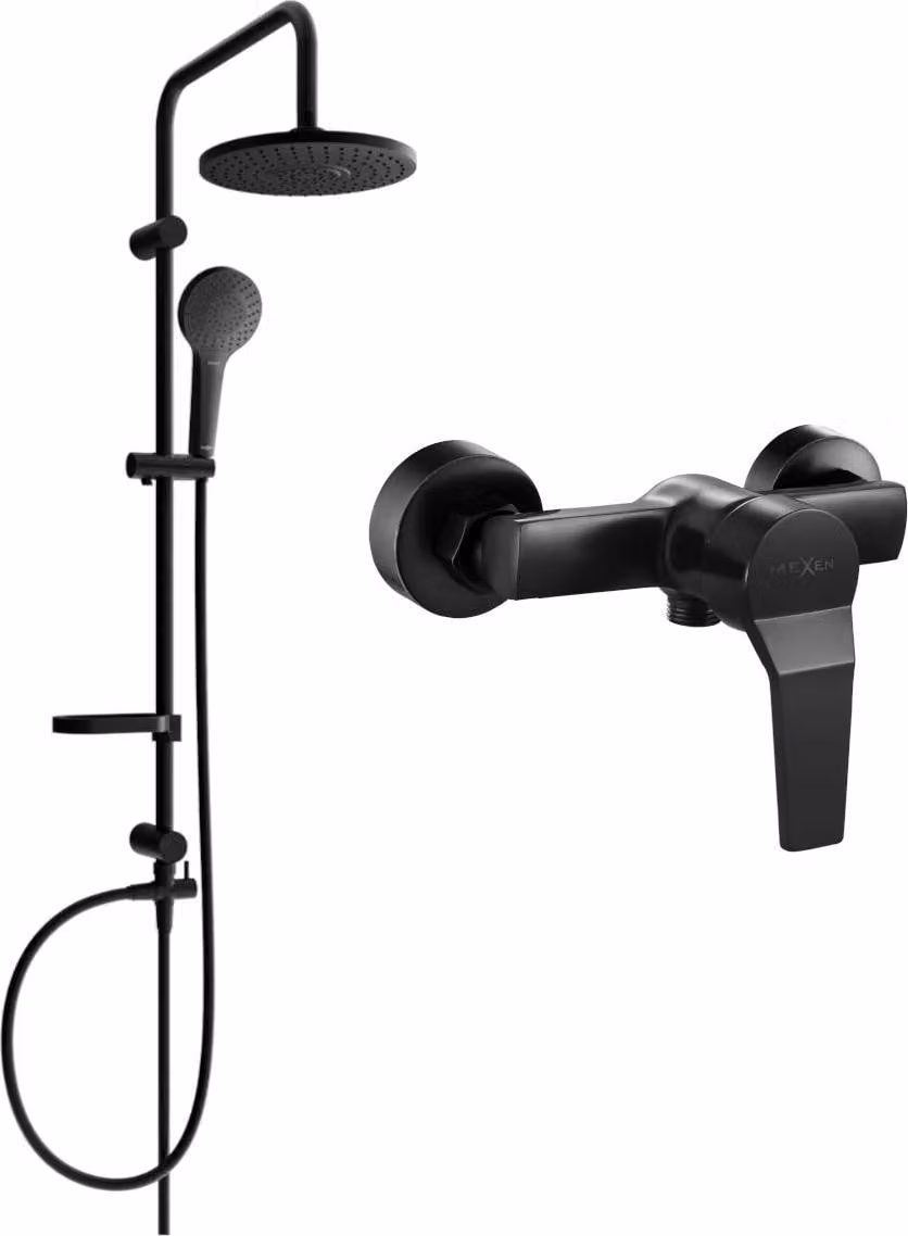 Mexen Erik set doccia esterna con soffione e miscelatore doccia Caro, nero - 746640205-70