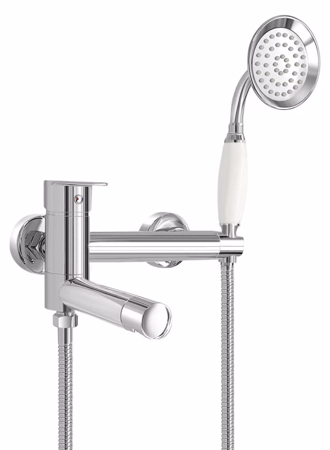 Miscelatore per doccia con soffione manuale, da montare a parete, monocomando, girevole a 90°, in ottone
