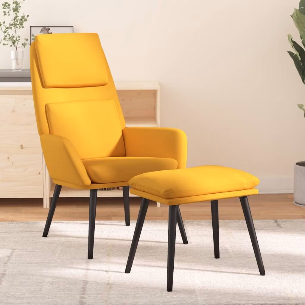 Maison Exclusive - Poltrona relax con poggiapiedi in tessuto giallo senape