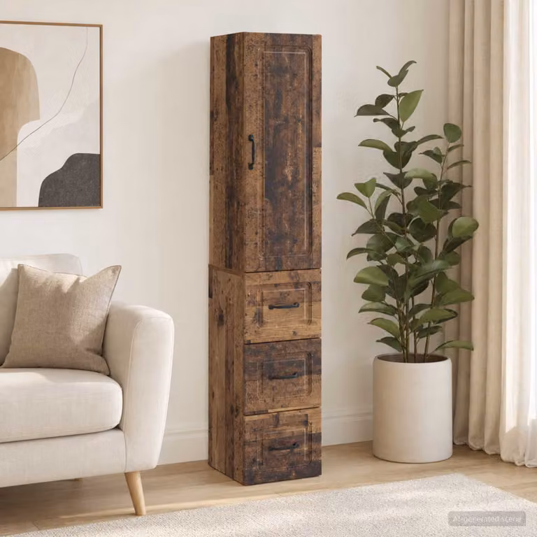 Set di 2 armadi moderni vidaXL in legno e metallo marrone con ante a battente, ripiani e cassetti interni L/P/H: 33 x 34,5 x 87 cm