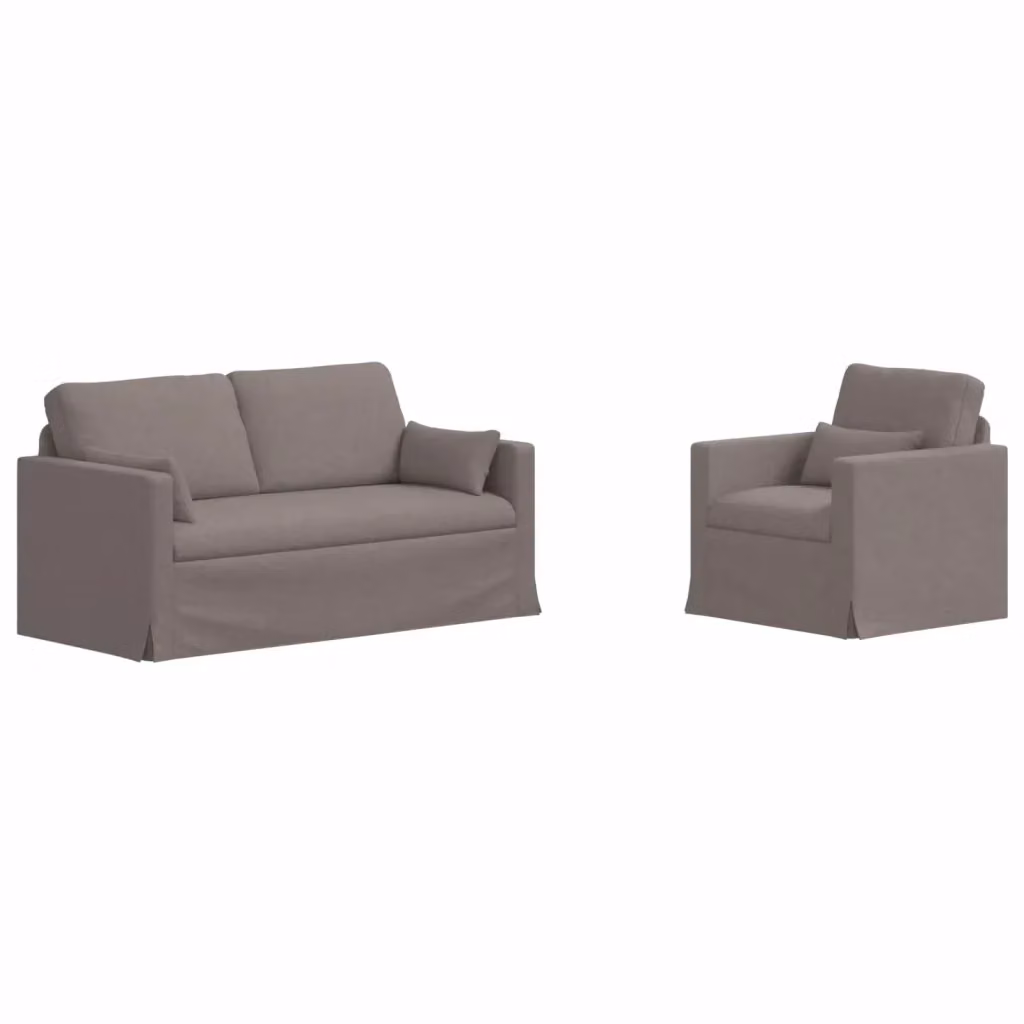 Set di 2 divani moderni vidaXL in tessuto con coperture rimovibili e cuscini inclusi, disponibili in beige o grigio – 2