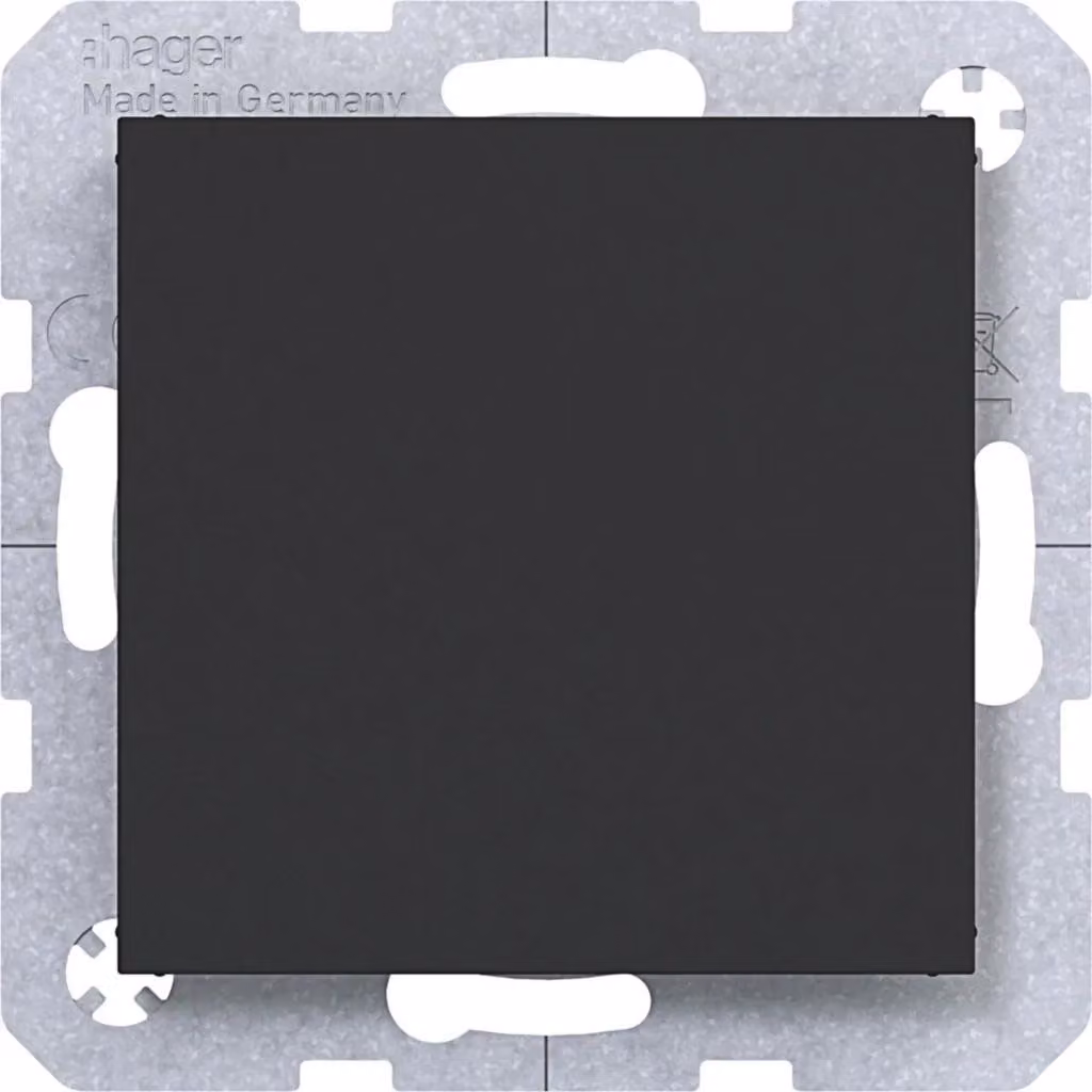 Tappo cieco Hager per scatola di derivazione, con elemento centrale A.x/C.x, da incasso, colore nero opaco, confezione da 10 pezzi.