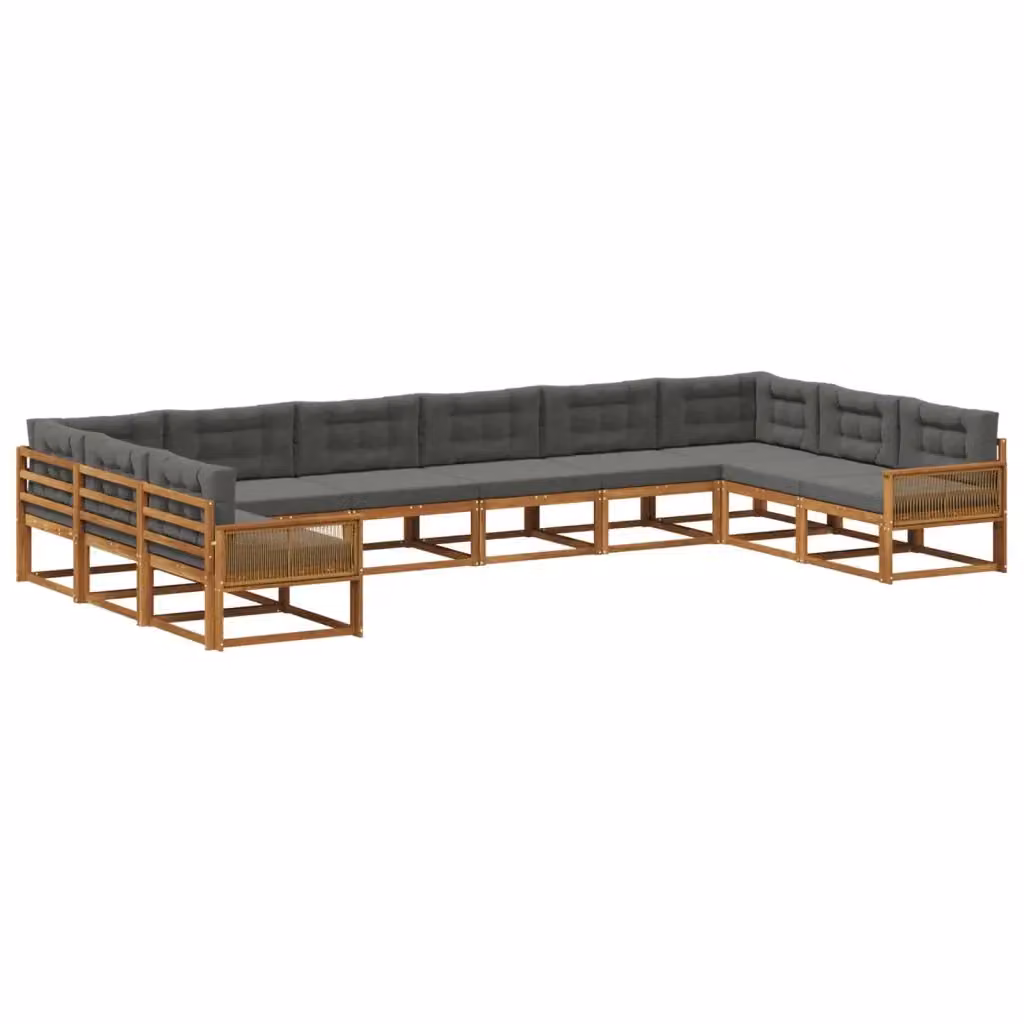 Set di divani da esterno a L vidaXL in legno di acacia con cuscini beige e antracite – 2