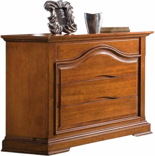 Cassettiera classica con 4 cassetti in legno tinta noce Mobili 2G L: 125 cm, P: 52 cm, H: 99 cm – 1