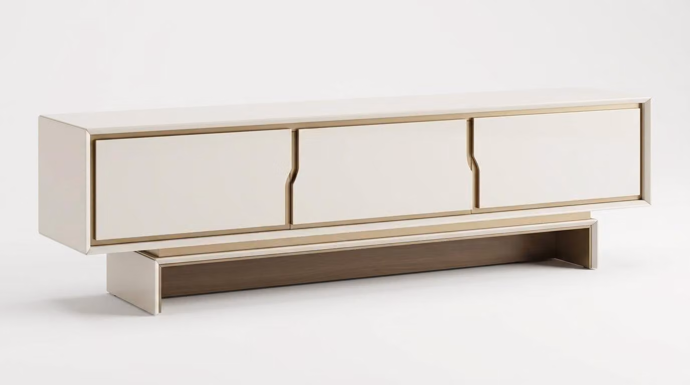 Mobile parete, armadio, credenza moderni, colore beige, nuovi, ideali per il soggiorno, pratici