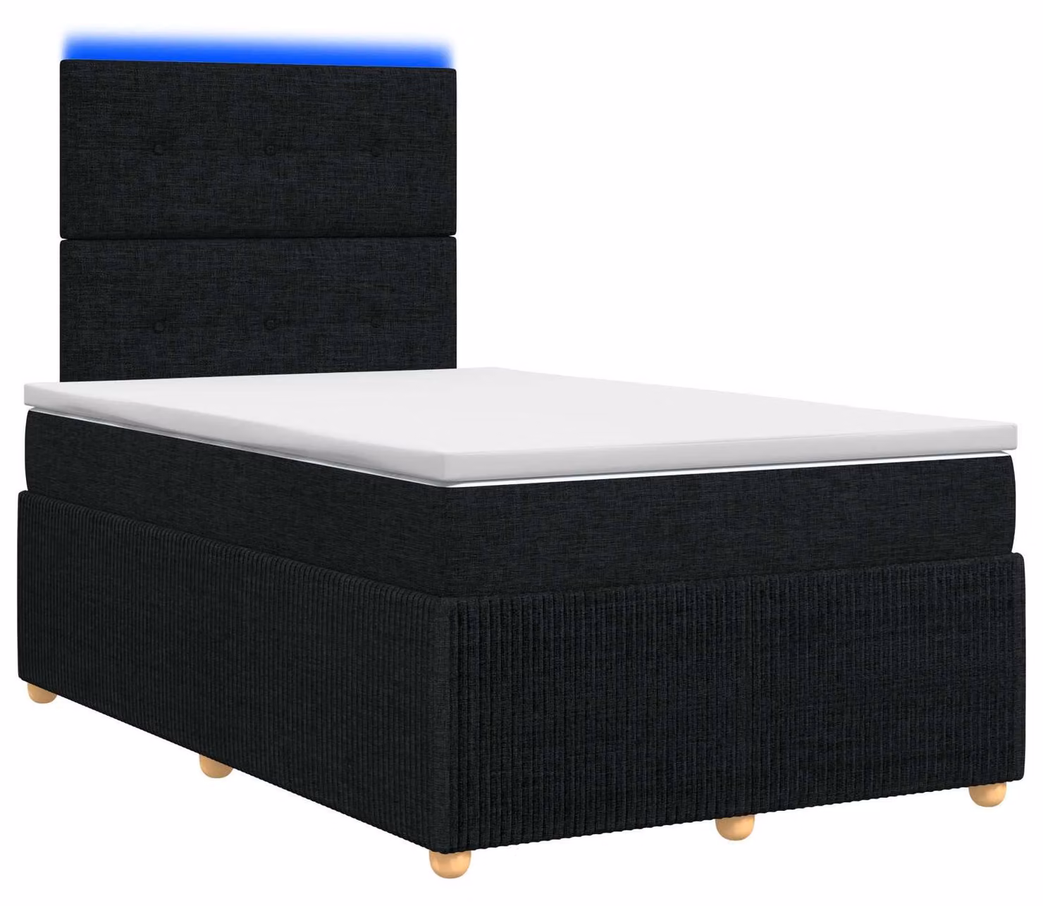 Letto boxspring LED con materasso nero 120 x 200 cm Tessuto
