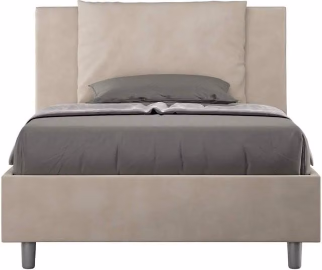 Letto una piazza e mezza senza rete imbottito 110x190 microfibra sabbia Antea