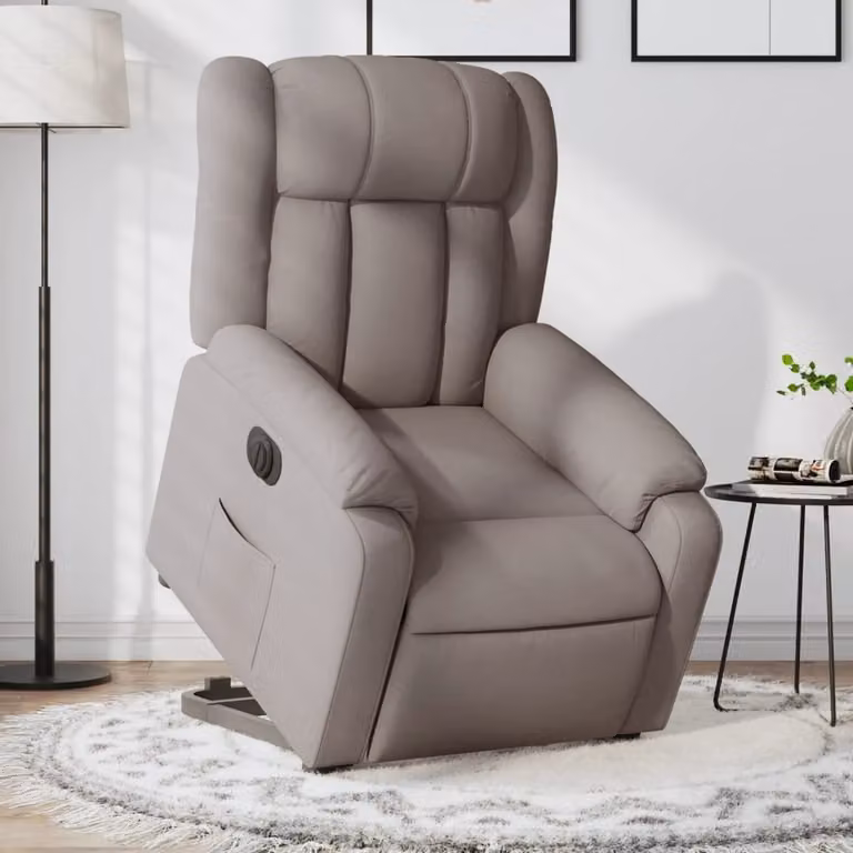 vidaXL Poltrona Alzapersona Reclinabile Elettrica in Tessuto Beige e Grigio