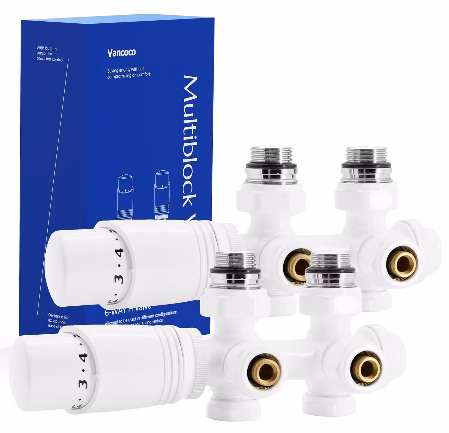 Omgoods - Set di 2 valvole termostatiche per radiatori con attacco Eurocone
