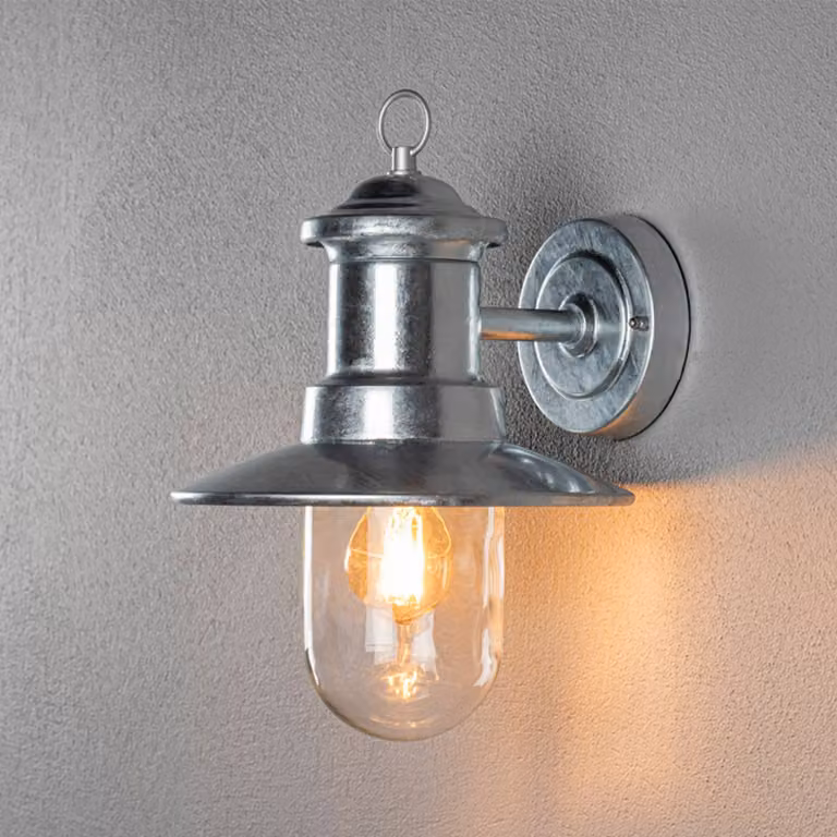 Konstsmide Applique da esterni Napoli, dimmerabile, Alluminio / Grigio / Zincato, Metallo, Moderno, Applique da esterni