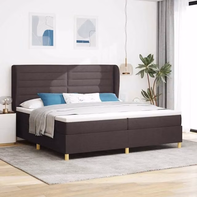 Letto matrimoniale ibrido con materasso vidaXL in tessuto marrone, L/P/H: 200 x 200 x 28 cm – 1