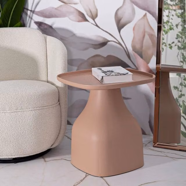 Matata Tavolino da Salotto Moderno Rosa con Angoli Arrotondati per Uso Indoor e Outdoor L: 48 cm, P: 48 cm, H: 50 cm – 1