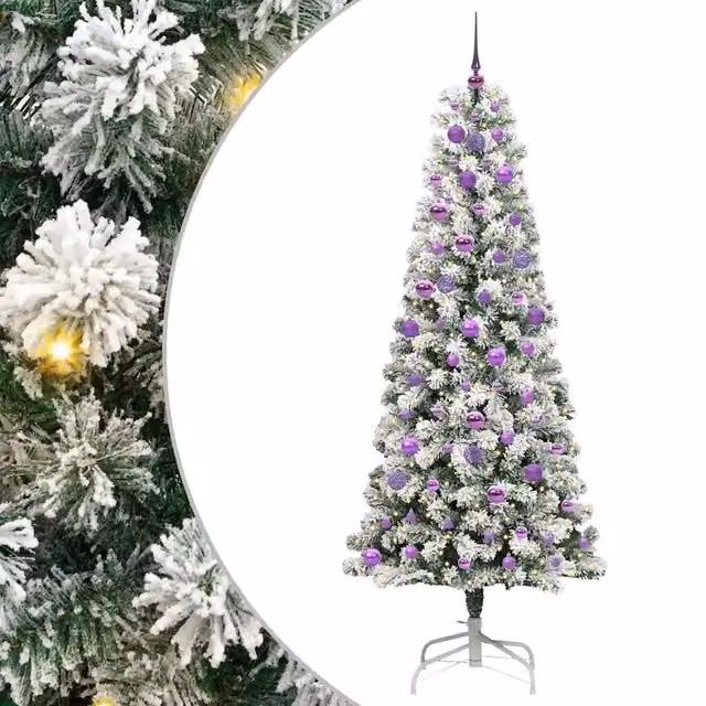 Albero di Natale artificiale moderno vidaXL con rami pieghevoli e luci LED bianco caldo, disponibile in verde o bianco, Altezza: 210 cm