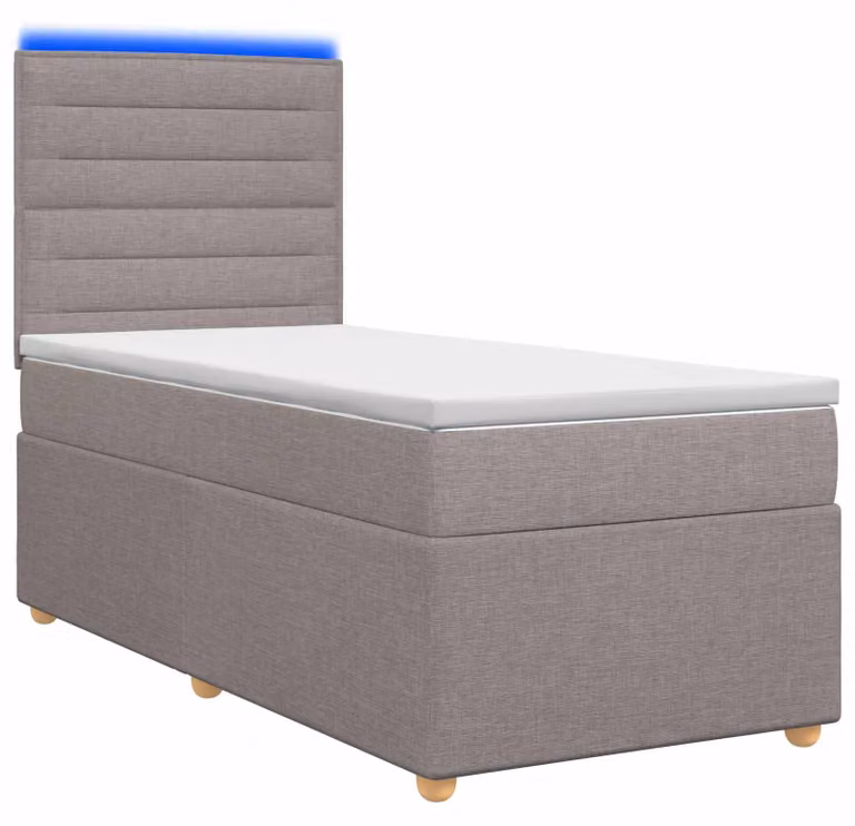 Letto a molle con materasso Taupe 100 x 200 cm in tessuto