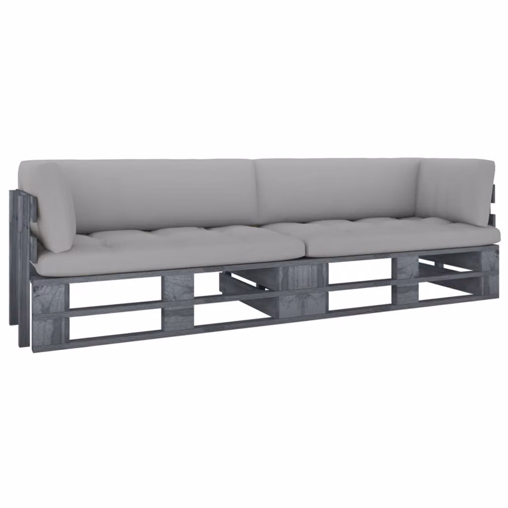 divano pallet a 2 posti con cuscini Grigio Legno di pino impregnato