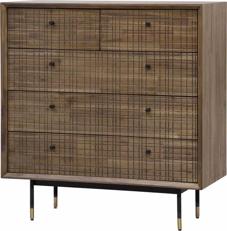 FURNLUX Cassettiera Labirinto Marrone E Oro E Nero 100cm / Colore principale: Marrone / Dimensioni: 100 x 105 x 45 cm