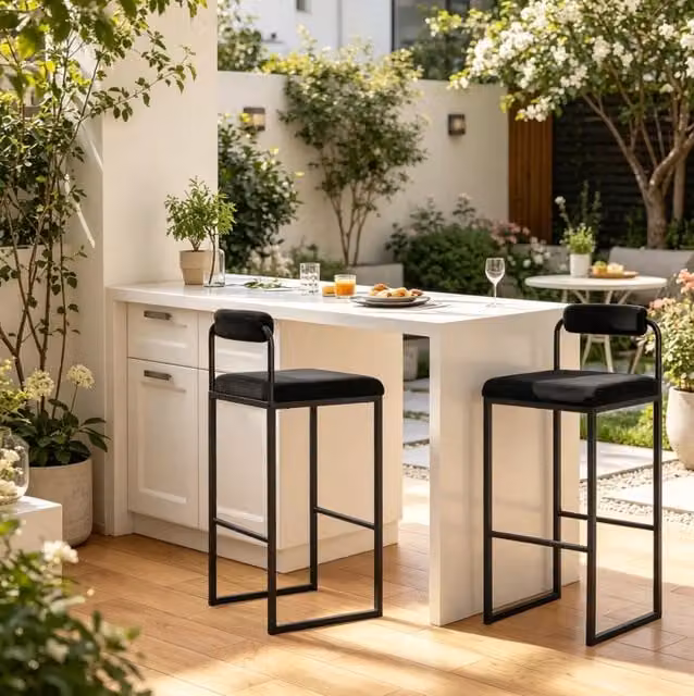 Sgabelli da bar 38,5x39x95,5 cm neri – schienale e set da 2