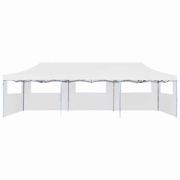 Tenda Pieghevole Pop-Up con 5 Pareti Laterali 3x9 m Bianca