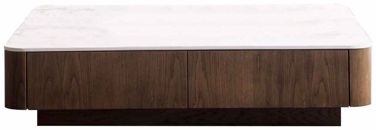 Eleganter Brauner Couchtisch Designer Holztisch Marmorimitation