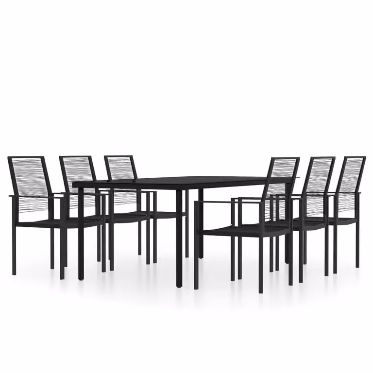 Set Mobili da Pranzo da Giardino 7 pz Nero