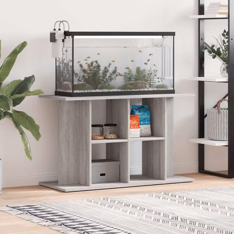 vidaXL Supporto per Acquario in Legno Multistrato e MDF, Grigio Sonoma, L 100 x P 40 x H 60 cm