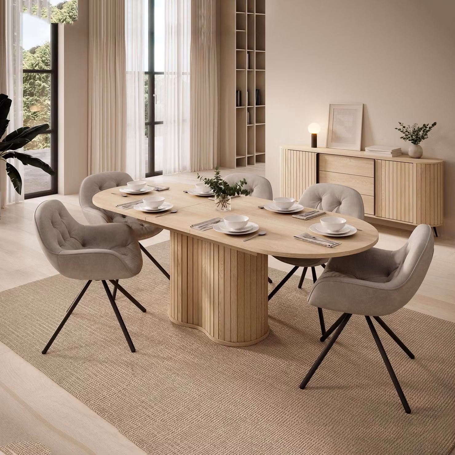 Kasota - Tavolo Allungabile, 180x90x76h cm Marrone Rovere, 8 Posti