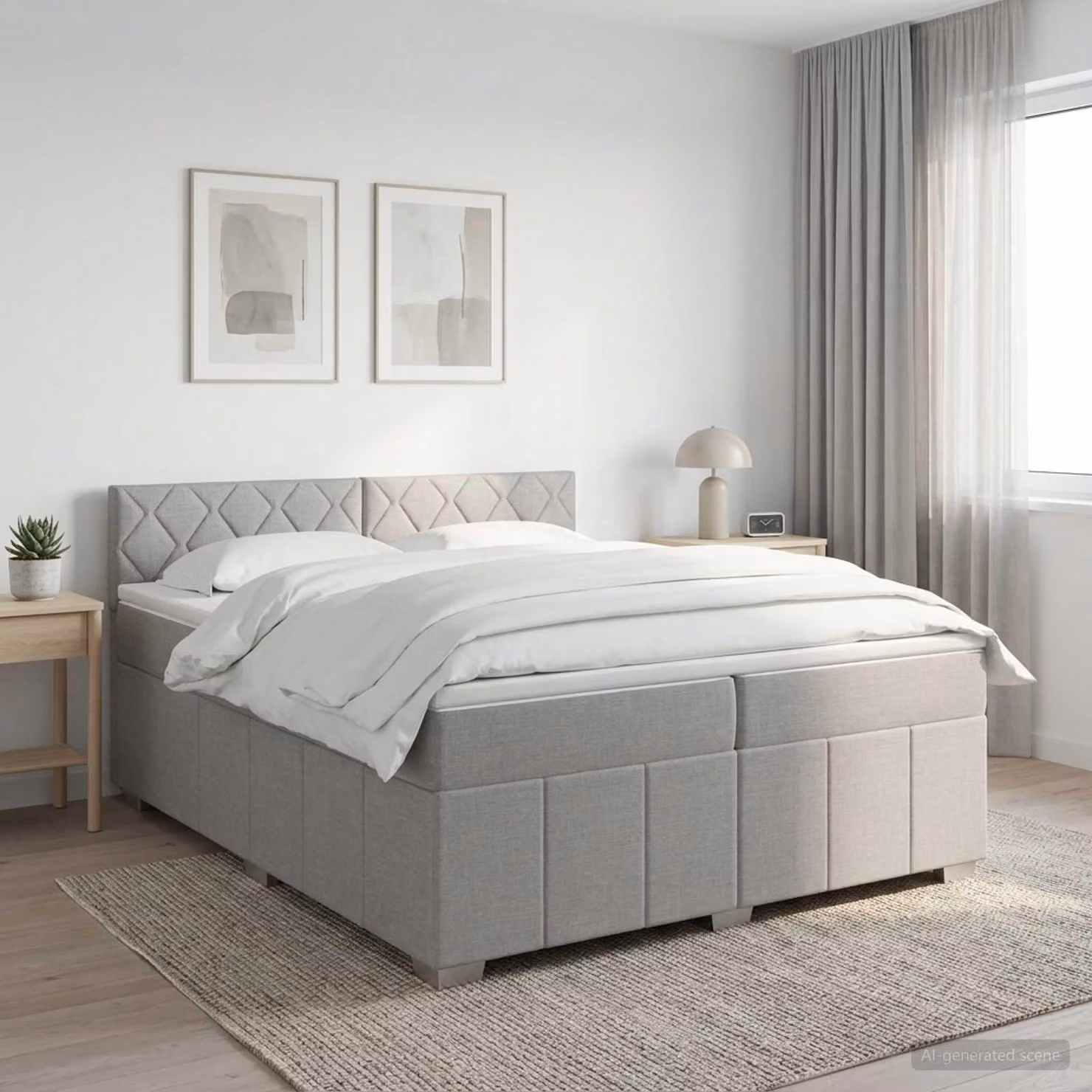Maison Exclusive - Letto boxspring con materasso Grigio chiaro 200 x 200 cm Tessuto