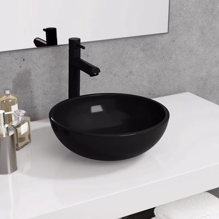 The Living Store Lavabo in vetro temperato 35x12 cm nero
