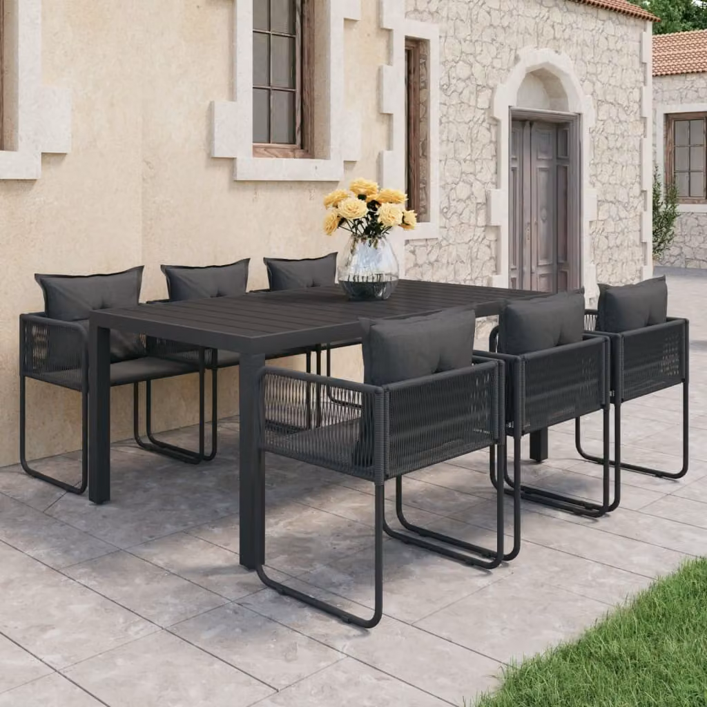 Maison Exclusive - Set da pranzo da giardino da 7 pezzi in rattan PVC nero
