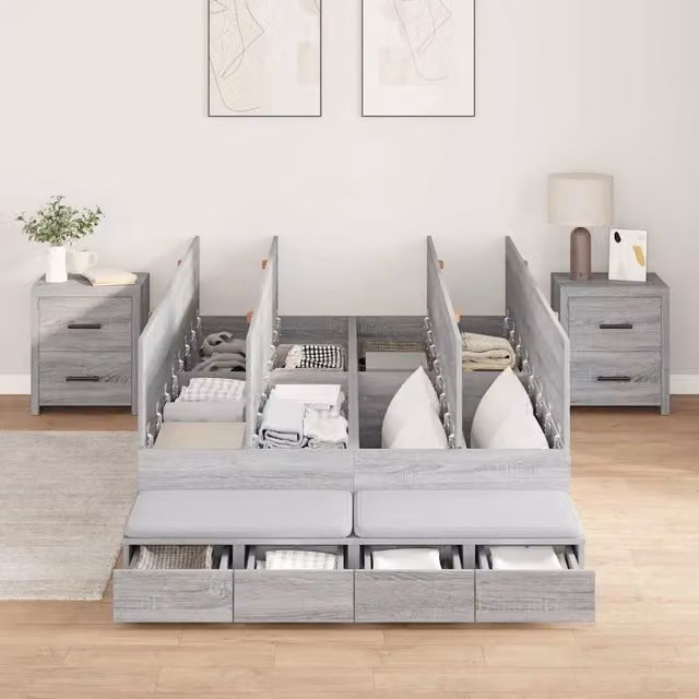 Struttura letto con contenitore con porta Grigio Sonoma 120 cm 3335634