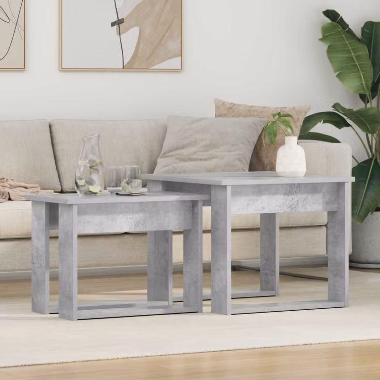 Set di 2 tavolini da caffè moderni vidaXL in grigio cemento, L/P/H: 50 x 52 x 42 cm