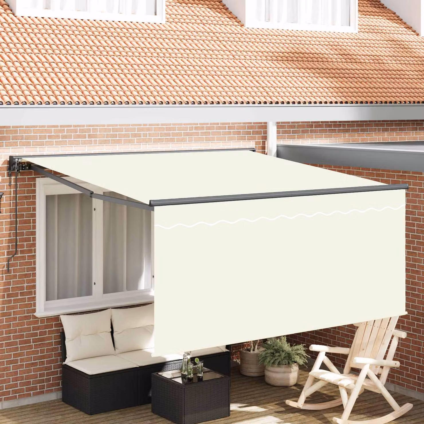 Tenda retrattile vidaXL in poliestere e alluminio, colore beige, L: 300 cm x P: 250 cm