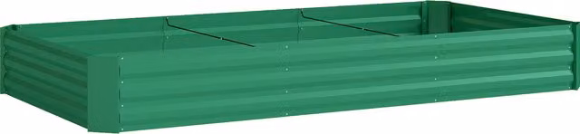 Fioriera da esterno Outsunny per orto rialzato in acciaio zincato con bordo di sicurezza e fondo aperto, colore verde, L: 240 cm, P: 120 cm, H: 30 cm – 1