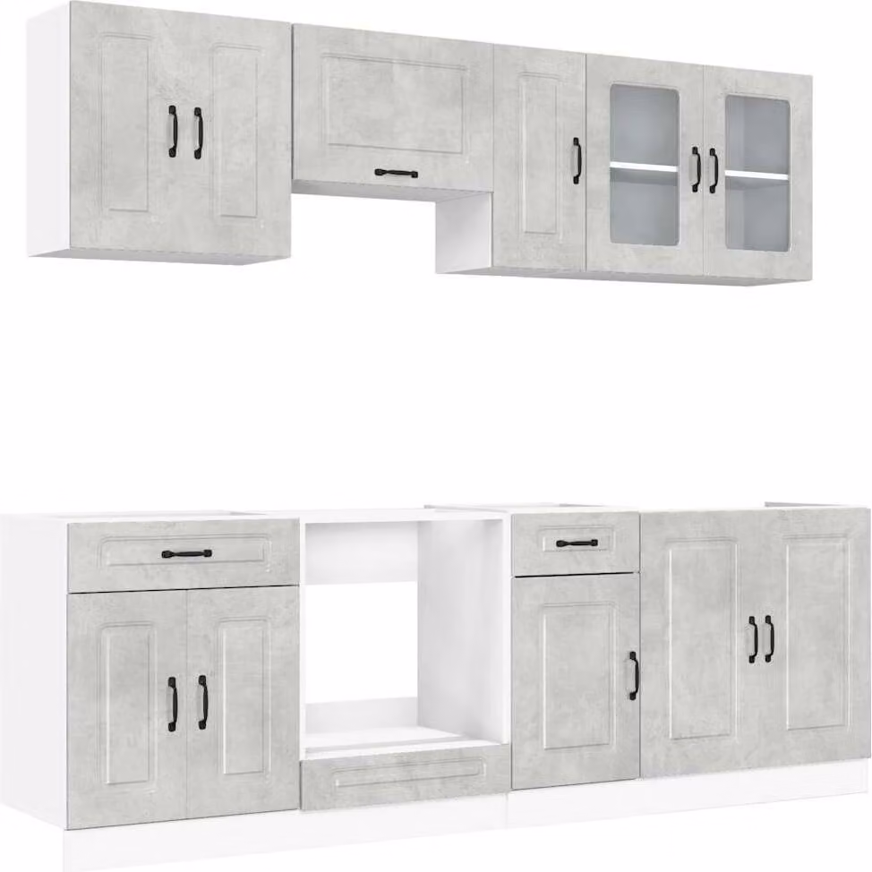 Set Mobili da Cucina 8 pz Kalmar Grigio Cemento in Truciolato